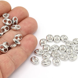 8x10mm Rhodium Plated Button Charms, Button Connectors, Rhodium Plated Chains Spacer, Ball Spacer, Rhodium Spacer, Rhodium -  RDM241