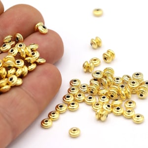 5x2,5mm 24 K Shiny Gold Plated Spacer Beads, Rondelle Beads, Bracelet Beads,, Mini Spacer Beads, Bracelet and Necklace Findings - GLD2198