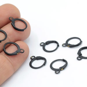 Black Plated Leverback Earring Findings, Plain Leverback Finding, Black plated Earring, Black Earring, 6 Pcs 12x14mm-TS794