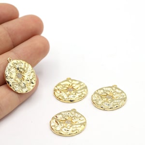 21x24mm 24 K Shiny Gold Plated Star Pendants, Medallion Pendants, Star Pendants, Necklace Findings, Star Medallion Charms - GLD2251
