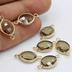 12x21mm Shiny Gold Plated Crystal Oval Connector, Gemstone Connector , Bracelet Connectors - TS260