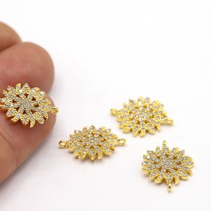 15x20mm 24 K Shiny Plated CZ Micro Pave Sun Bracelet, CZ Pave Sun Charms, Cubic Zirconia Sun Bracelet, CZ Sun Charms, Cz Bracelet  - CZ352