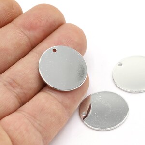 1x23 mm Rhodium Plated Round Disc , Stamping Blank , Coins, Rhodium Plated Laser Engraving Disc, - RDM785