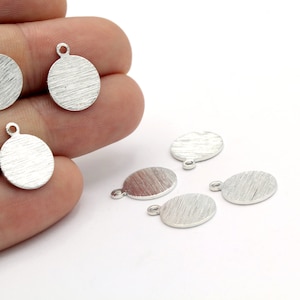 12mm Rhodium plated Textured Round Stamping Blanks,  Round Disc Charms - RDM-630