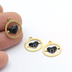 16x19mm 24 k Shiny Gold Plated framed heart Charms , Heart Pendants ,Necklace Findings - GLD1247-3