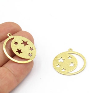 25x28mm Raw Brass moon and star Charms - RAW458