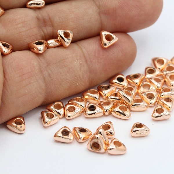 6mm Rose Gold Plated Triangle Spacer Beads , Rondelle Beads , Geometric Beads, Necklace And Bracelet Findings  - RSG775