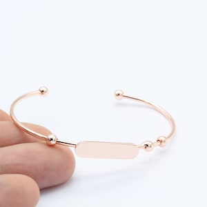 1,5x140mm Rose gold Plated Cuff Bracelet , Personalized Bangle Bracelet , Engraved Cuff Bracelet, Custom Name Bangle  - TS-751