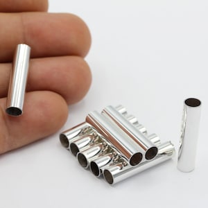 6x27mm Rhodium Plated Round Tubes , Round Tube Beads , Spacer Tubes  - RDM206
