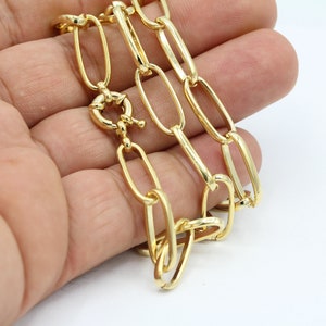 Shiny Gold Plated Necklace, Gold Plated Chain, Gold Chain Necklace, Finished Chains, Gold Plated Charm 24k 8x18mm - GLD817