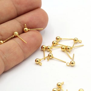 4x15mm 24 k Shiny Gold Plated Ball Ear Post - GLD1359