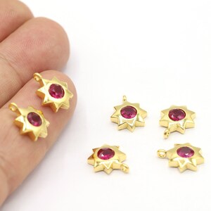 11x14mm 24 K Shiny Gold Plated CZ Micro Pave Pole Star Pendant, CZ Pave Star Charms, Cubic Zirconia Charms, Necklace Findings - CZ115