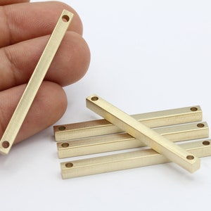 4x50mm Raw Brass Bar Two Holes Charms , Rectangle Bar Pendants , Necklace Findings - RAW326