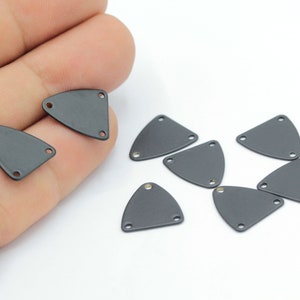 Black Plated Three Holes Triangle Charms, Black Plated Three Hole Triangle, Black Color Necklace, 4 pcs  13x15mm TS796