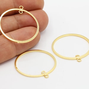 30mm 24 k Shiny Gold Plated Earring Hoop , Earring Findings, Hoop Earrings , Necklace Findings - GLD621