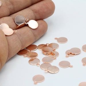9,5x12,5mm Rose Gold Plated Round Disc , Stamped Coins , Coins - RSG23