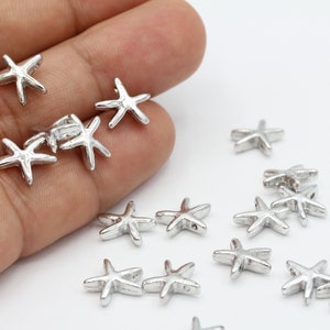 10x11mm Rhodium Plated Star Charms , Star Pendants , Necklace Findings - RDM466
