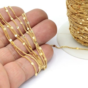 2mm 24 k Shiny Gold Plated Curb Chains , Soldered Chains , Chooker Chains - CHN323