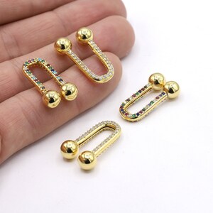 24 k Shiny Gold Plated U Connection Findings, Dainty Hoops ,micro Pave Hoop Earrings ,Cartilage earring,11x24 mm GLD356
