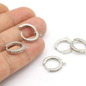 16mm Rhoidum Plated Earring, Dainty Hoops, Micro Pave Hoop Earrings, Rhodium Plated Earring Earlier, Hoop Earrings - RDM911