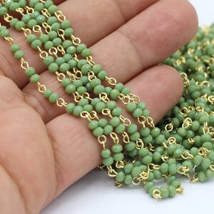 3,5mm 24 k Shiny Gold Plated Wire Wrapped Rosary Chains , Crystal Chains , Foot Chains , Beads Chain , Necklace Findings - CHN253