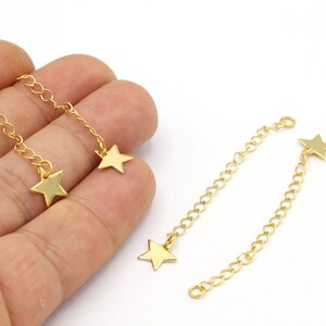2,5” 24 K Shiny Gold Plated Extender Chains, Extension Chains, Extender Chain With Star, Extender Star, Necklace Apparatus  - GLD2099