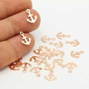 9x12mm Rose Gold Plated Anchor Charms , Anchor Pendants , Necklace Findings - RSG677