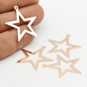 29x30mm Rose Gold Plated Star Charms , Star Pendants , Necklace Findings - RSG695