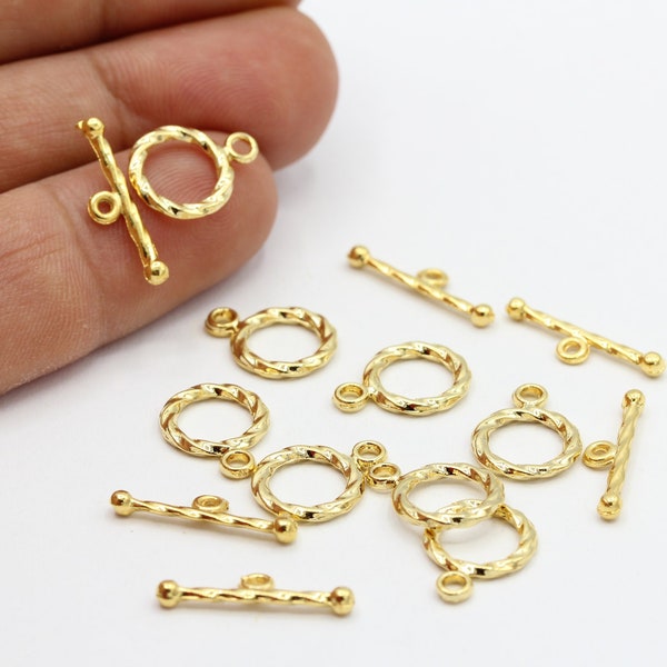 11x14mm 24 k Shiny Gold Plated  Toggle Clasp, T Bar Lock - GLD90