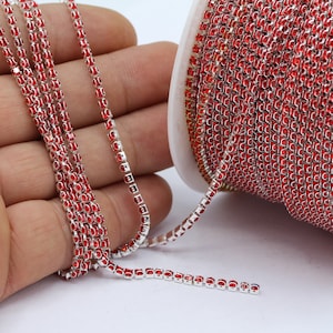 SS8.5 ( 2,5mm ) Silver Tone Crystal AB , Crystal Rhinestone Banding Chain - High Quality Czech Stones - Radiant - CHN137