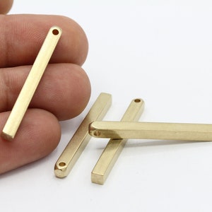 4x40mm Raw Brass Bar Charms , Rectangle Bar Pendants , Necklace Findings - RAW291