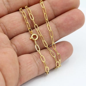 Shiny Gold Plated Finished Chain, Finished Necklace, Gold Plated Ready-Made Necklace, Gold Plated Soldered Chain 24k 3x7mm - GLD815
