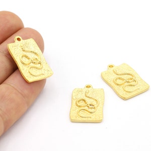 15x26mm 24 K Mat Gold Plated Snake Charms, Snake Pendant, Snake Necklace, Mat Gold Plated Snake Necklace, Mat Gold Snake, - GLD1798