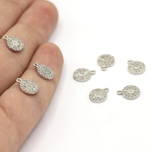 11mm Rhodium Plated CZ Micro Pave Pole Star Pendant, CZ Pave North Star Charms, Cubic Zirconia Charms, Pave Star Pendant - CZ246