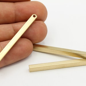 4x50mm Raw Brass Bar Charms , Rectangle Bar Pendants , Necklace Findings - RAW292