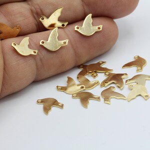10x12mm 24 k Shiny Gold Plated Two Holes Bird Charms - GLD167
