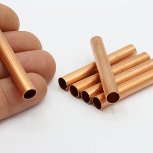 7 x 50 mm Rohkupfer Rundrohre, Lange Rundrohr Perlen, Spacer Tubes - RAW223