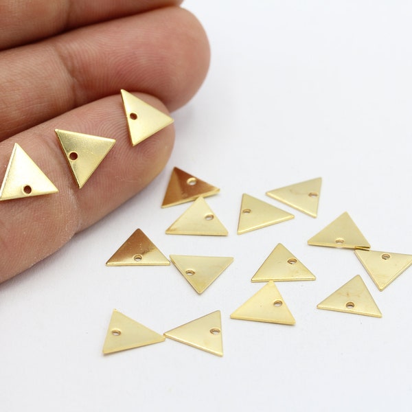 9x10mm 24 k Shiny Gold Plated Triangle Charms - GLD151