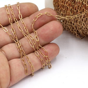 3x6,5mm Raw Brass Oval Chains, Soldered Chains, Oval Rolo Chains, Raw Brass Rolo Chains, Copper Colour, Copper Chains, Copper - CHN545
