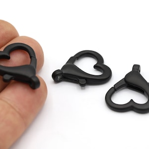 22x26mm Black Plated Heart Lobster Clasp, Black Plated Heart Claps, Clasp Findings, Black Plated Clasp, Necklace Findings - TS525