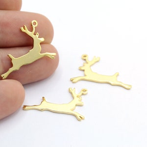 17x24mm 24 k Shiny  Gold plated  deer  Charms  , Necklace Findings , Christmas deer necklace  - GLD1039 | Christmas Gifts