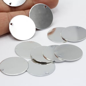 25mm Rhodium Plated Round Disc , Stamping Blank , Coins - RDM49