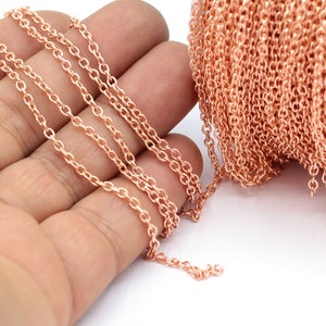 2x3mm rose gold Plated Chains , round Chains ,thin necklace chain - CHN365