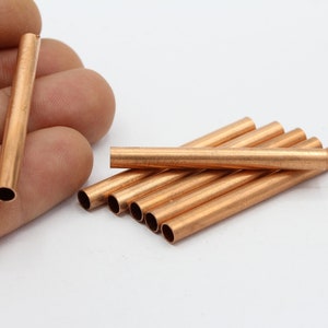 5x50mm Raw Copper Round Tubes , Long Round Tube Beads , Spacer Tubes  - RAW233