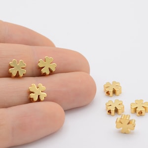 8mm 24 k Shiny Gold Plated Clover Beads , Spacer Beads  - GLD-1026