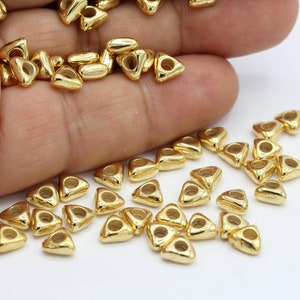 6mm 24 k Shiny Gold Plated Triangle Spacer Beads , Rondelle Beads , Geometric Beads, Necklace And Bracelet Findings  - GLD822