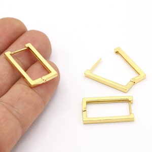 16x24mm 24 K Shiny Gold Plated Earring Findings, Dainty Hoops, Gold Earring Clasps, Gold Plated Earring Earlier, Earring Leverback - GLD1549