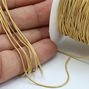 1mm 24 k Shiny Gold Plated Snake Chains , Cable Chains - CHN191