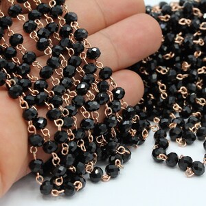 5,5mm Rose Gold Plated Wire Wrapped Rosary Chains , Crystal Chains , Foot Chains , Beads Chain , Necklace Findings - CHN211