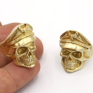 Inner Size 17mm Raw Brass Ring Settings, Adjustable Rings, Hammared Rings, Raw Brass Handmade Rings, Raw Brass Skull Ring - RAW617